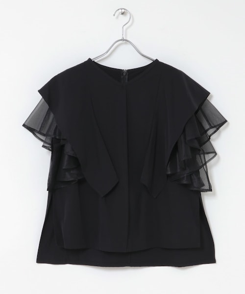 URBAN RESEARCH ROSSO（アーバンリサーチロッソ）の「ELENDEEK　MESH LAYERED SLEEVE BLOUSE（シャツ/ブラウス・レディース・O.WHT/BLK・Free）」の2枚目の写真