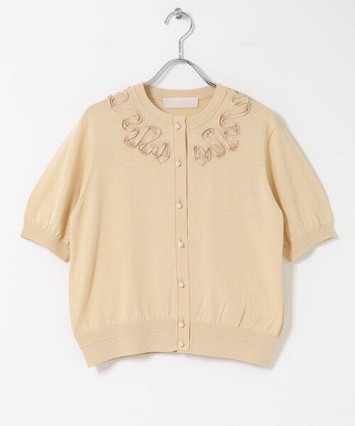 URBAN RESEARCH ROSSO（アーバンリサーチロッソ）の「MARILYN MOON　EMBROIDERY KNIT CARDIGAN（カーディガン/ボレロ・レディース・CREAM/NAVY・Free）」の4枚目の写真