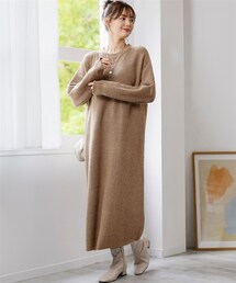 nissen | ミックスニットマキシ丈ワンピース(ワンピース)