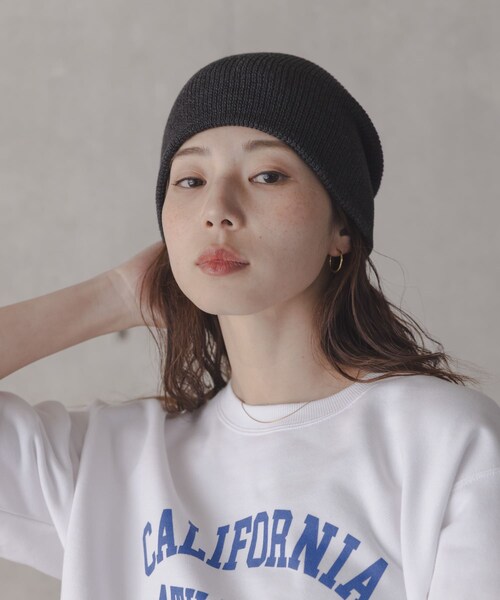 URBAN RESEARCH Sonny Label（アーバンリサーチサニーレーベル）の「コットンシングルニット帽（ニットキャップ/ビーニー・レディース・ブラック/グレー・One）」の5枚目の写真