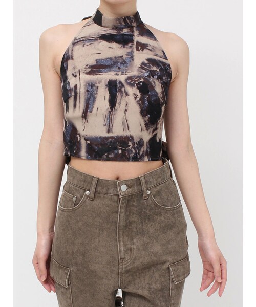 EVRIS（エヴリス）の「バックリボン ホルターネックトップス（シャツ/ブラウス・レディース・ネイビー/ブラウン/ブラック/マスタード・F）」の3枚目の写真