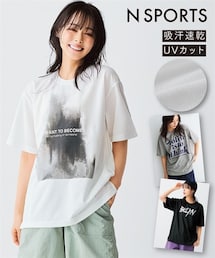 nissen | ＜大きいサイズ＞アクティブメッシュプリントTシャツ（吸汗速乾・UVカット）(スポーツグッズ)