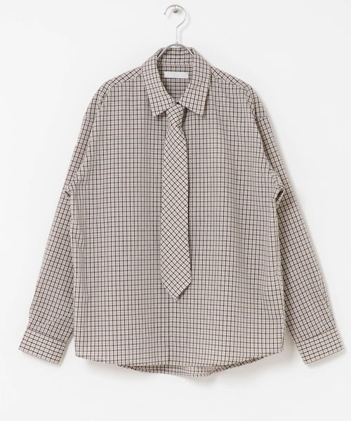 SENSE OF PLACE by URBAN RESEARCH（センスオブプレイスバイアーバンリサーチ）の「レギュラーカラーネクタイシャツ（シャツ/ブラウス・メンズ・CHARCOAL/STRIPE/CHECK・M/L）」の12枚目の写真