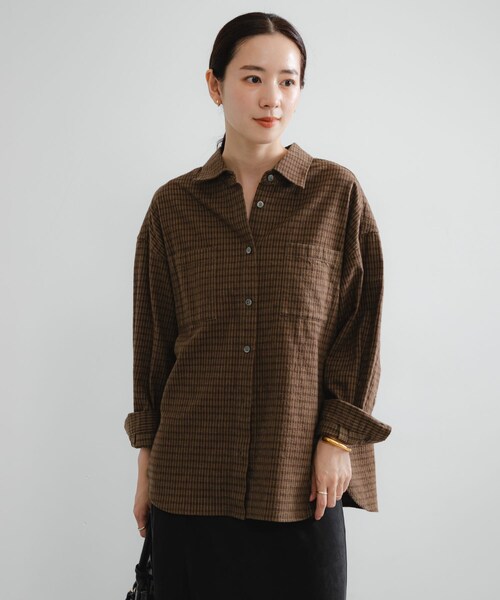 URBAN RESEARCH（アーバンリサーチ）の「ネルチェックコットンシャツ（シャツ/ブラウス・レディース・L.GREEN/BROWN・FREE）」の9枚目の写真