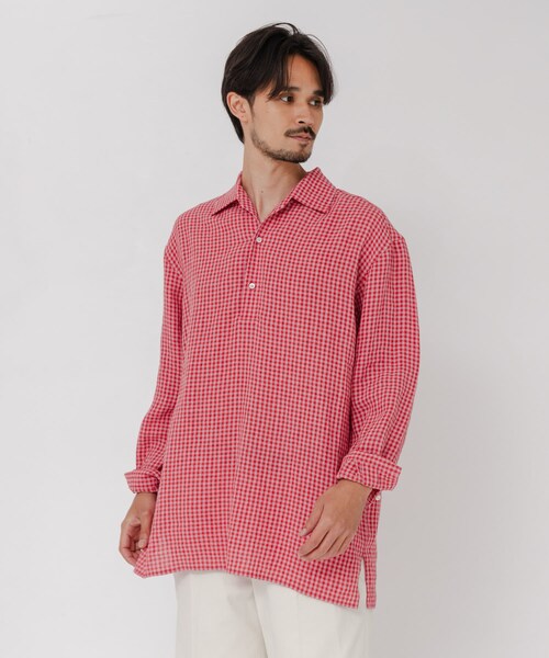 URBAN RESEARCH（アーバンリサーチ）の「『別注』Cale×URBAN RESEARCH　ギンガムチェックシャツ（シャツ/ブラウス・メンズ・PINK×RED・3/4）」の5枚目の写真