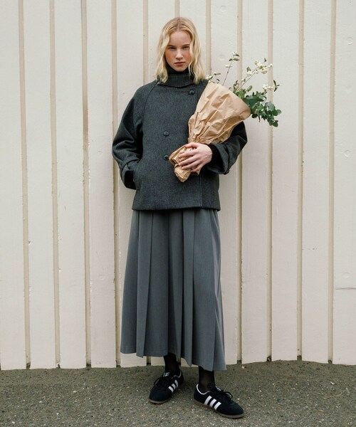 URBAN RESEARCH Sonny Label（アーバンリサーチサニーレーベル）の「メルトンジャージースタンドカラーコート（テーラードジャケット・レディース・チャコール/グレー/ベージュ・FREE）」の9枚目の写真