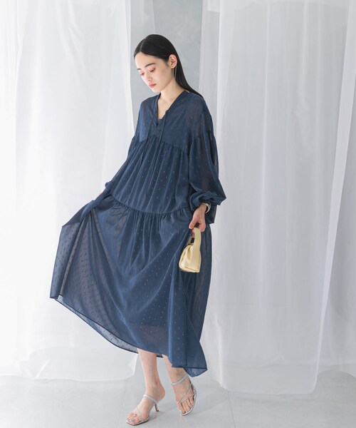 URBAN RESEARCH ROSSO（アーバンリサーチロッソ）の「カットジャガードティアードワンピース（ワンピース・レディース・BLUE/BLACK・FREE）」の18枚目の写真