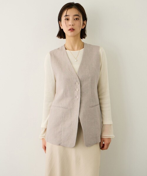 ROPE'（ロペ）の「リネン3ボタンジレ/セットアップ対応（ベスト・レディース・ダークブラウン系/ベージュ・F）」の22枚目の写真