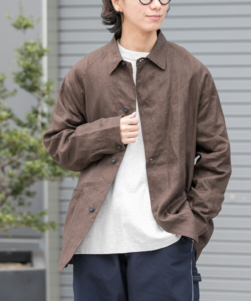 URBAN RESEARCH DOORS(アーバンリサーチドアーズ)の「FORK&SPOON リネンカバーオールシャツジャケット(テーラードジャケット・メンズ・BEG CHK/BROWN・4/5)」の7枚目の写真