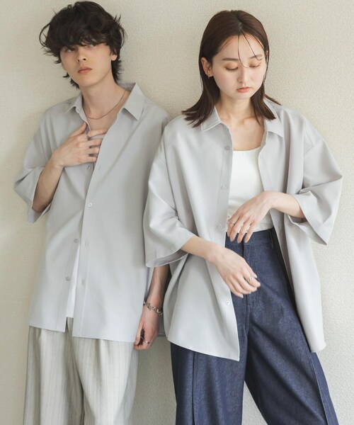 SENSE OF PLACE by URBAN RESEARCH(センスオブプレイスバイアーバンリサーチ)の「『ユニセックス』エクストラルーズショートスリーブシャツ(シャツ/ブラウス・メンズ・L.GRAY/CHARCOAL/MINT/BROWN・M/L)」の7枚目の写真