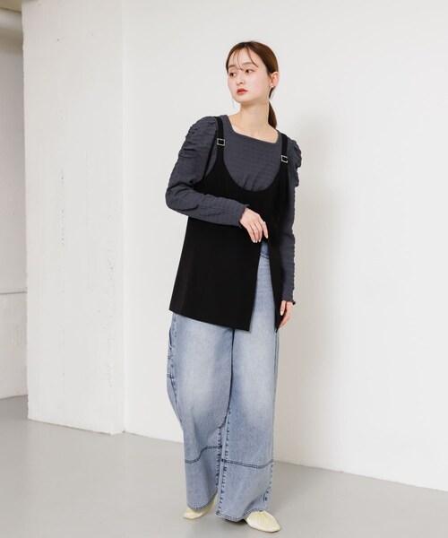 SENSE OF PLACE by URBAN RESEARCH（センスオブプレイスバイアーバンリサーチ）の「スリットキャミソールトップ（その他トップス・レディース・GRAY/BLACK/BEIGE・one）」の11枚目の写真