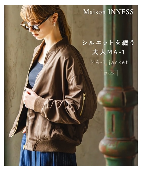 nissen（ニッセン）の「エフォートレスMA-1ボンバージャケット（はっ水）＜大きいサイズ有＞（MA-1・レディース・ライトカーキ/スモーキーピンク/ブラック/ブラウン・S~M/L~LL/3L~4L/5L~6L/8L/10L/【不要1】/【不要2】/【不要3】/【不要4】）」の3枚目の写真