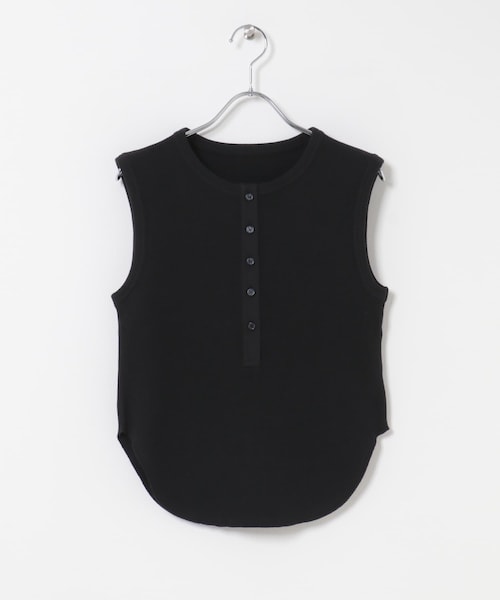 KBF（ケイビーエフ）の「ワッフルヘンリーネックタンクトップ（タンクトップ・レディース・BLACK/OATMEAL・One）」の3枚目の写真
