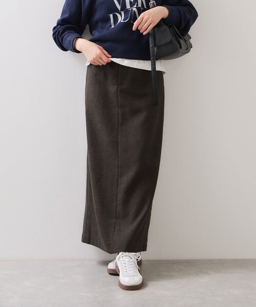 VIS（ビス）の「へリンボーンIラインロングスカート/セットアップ対応（スカート・レディース・チャコール/ダークブラウン・M/S）」の5枚目の写真