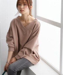 nissen | なめらかポンチ素材　前後Vネックプルオーバー＜大きいサイズ有＞(Tシャツ/カットソー)