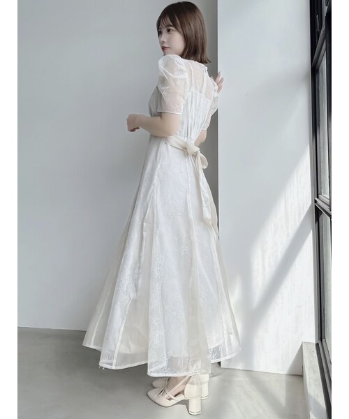 dazzlin（ダズリン）の「ラメチュールレースパイピングドレス（ドレス・レディース・ブルー/アイボリー/ブラック/ピンク・S/M）」の10枚目の写真