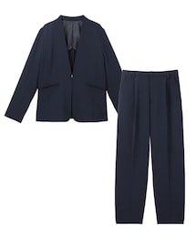 Petitjo | 小さいサイズ　【レディーススーツ】パンツスーツ2点セット（ノーカラージャケット+テーパードパンツ）低身長さん・小柄女性(スーツセット)