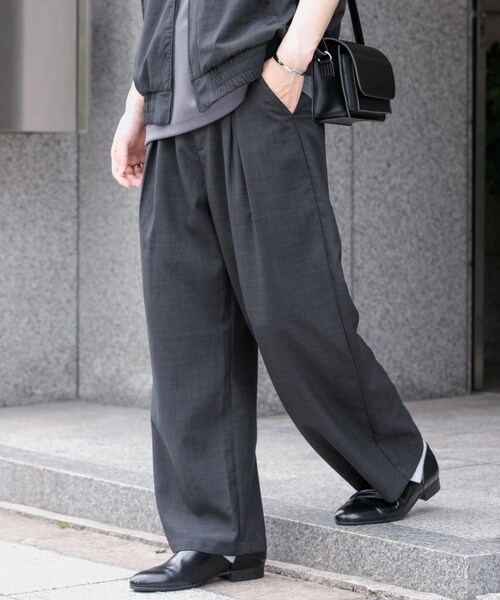 SENSE OF PLACE by URBAN RESEARCH(センスオブプレイスバイアーバンリサーチ)の「『イージーケア/セットアップ対応』リネンライクタックワイドパンツ(その他パンツ・メンズ・CHARCOAL/GREIGE/NAVY・S/M/L)」の10枚目の写真