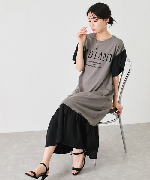 Jayro（ジャイロ）の「フロッキーロゴドッキングワンピース（ワンピース・レディース・ブラック/グレー/ネイビー・M）」の2枚目の写真