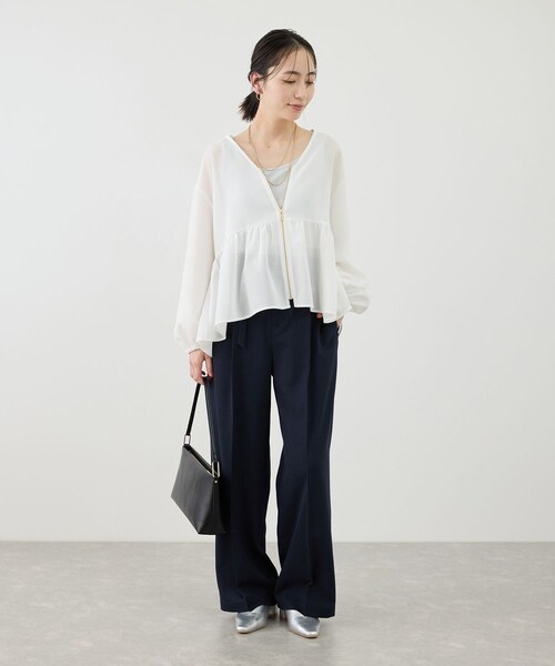 ROPE' PICNIC(ロペピクニック)の「メッシュペプラムブルゾン(ブルゾン・レディース・ブラック/ホワイト/ベージュ系/ネイビー・F)」の15枚目の写真