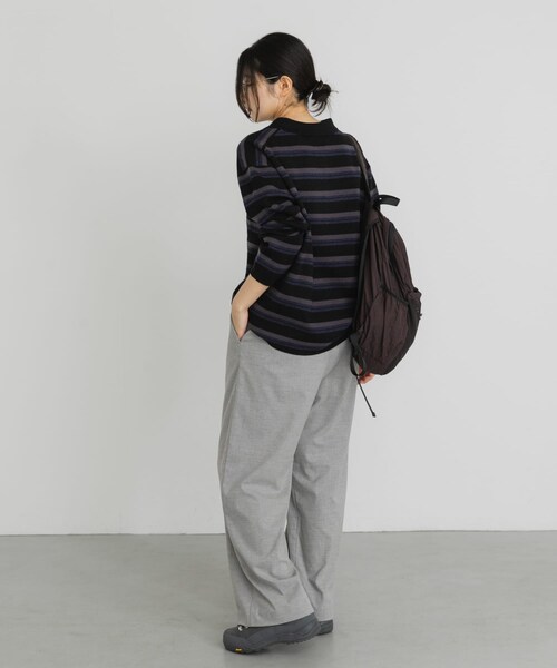 EKAL（エカル）の「ジャガードボーダーポロニット（ニット/セーター・レディース・ベージュ/ブラック/ブラウン・One）」の11枚目の写真