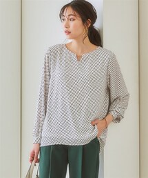 nissen | 【吸汗速乾カットソー裏地付】シフォンジョーゼット金具付きブラウス(シャツ/ブラウス)