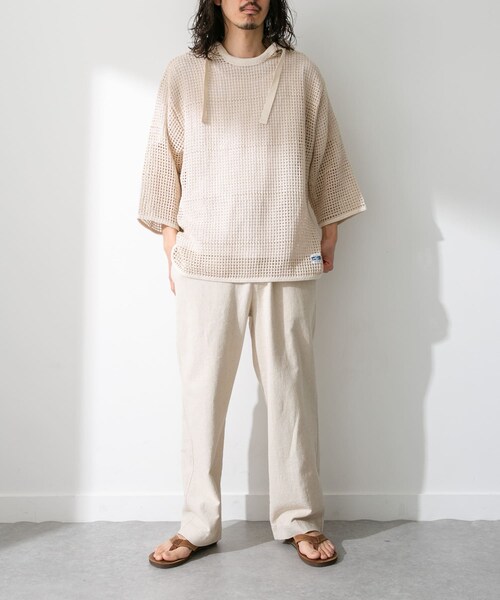 URBAN RESEARCH Sonny Label（アーバンリサーチサニーレーベル）の「ARMY TWILL　Cotton Mesh Hoodie（パーカー・メンズ・ECRU/L.KHAKI・M/L）」の6枚目の写真