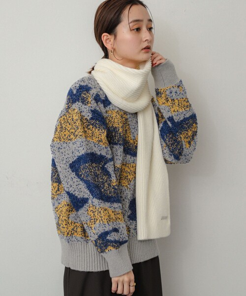 SENSE OF PLACE by URBAN RESEARCH（センスオブプレイスバイアーバンリサーチ）の「モチモチニットストール（ストール/ショール・レディース・RED/OFF WHITE/CHARCOAL・one）」の7枚目の写真