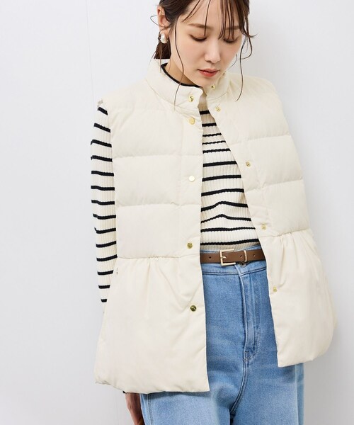 ROPE' PICNIC（ロペピクニック）の「【GREEN DOWN/グリーンダウン】ペプラムダウンベスト（ダウンベスト・レディース・ブラック/オフホワイト・F）」の19枚目の写真