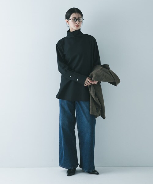 URBAN RESEARCH(アーバンリサーチ)の「TRソフトツイルハイネックシャツ(シャツ/ブラウス・レディース・IVORY/BLACK・Free)」の18枚目の写真