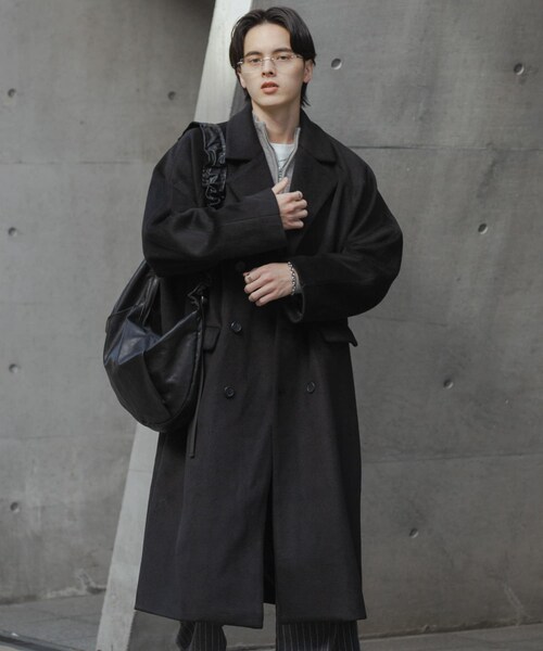 SENSE OF PLACE by URBAN RESEARCH(センスオブプレイスバイアーバンリサーチ)の「ウールブレンドダブルロングコート(テーラードジャケット・メンズ・BLACK/MOCHA・M/L)」の12枚目の写真