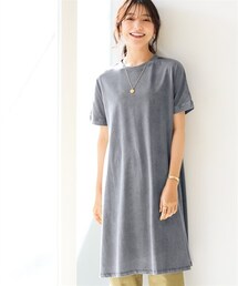 nissen | ＜大きいサイズ＞綿１００％ケミカル加工ゆるシルエットフレアワンピース(ワンピース)