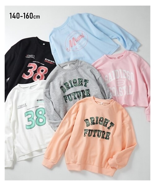 nissen（ニッセン）の「ビッグシルエットプリントスウェットトレーナー（女の子）（スウェット・キッズ・サックス/ピンク/杢グレー/オレンジ/黒/オフホワイト・140/150/160）」の4枚目の写真