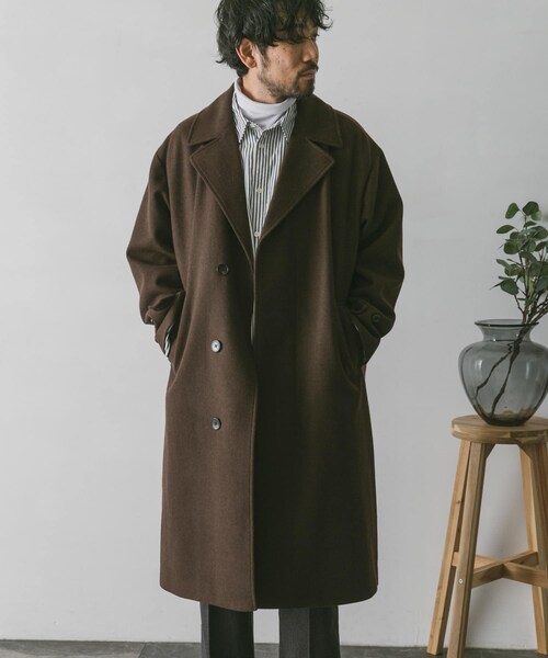 URBAN RESEARCH DOORS(アーバンリサーチドアーズ)の「JAPAN FABRICオーバーチェスターコート(チェスターコート・メンズ・GREEN/GREIGE/BROWN/D.NAVY/BLACK・M/L/XL)」の3枚目の写真