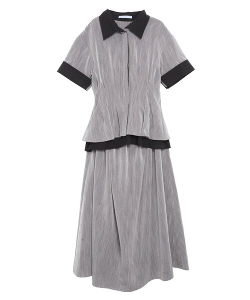 ELENDEEK（エレンディーク）の「LAYERED SHIRT OP（ワンピース・レディース・チャコールグレー/ブラック/ネイビー・1/2）」の5枚目の写真