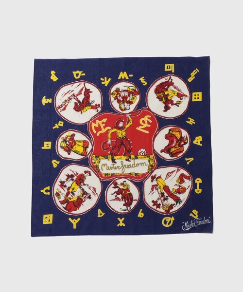 ADAM ET ROPE'(アダムエロペ)の「【MISTER FREEDOM×SUGAR CANE】SELVAGE BANDANA JV KERCHIEF(バンダナ/スカーフ・メンズ・ネイビー/レッド・F)」の1枚目の写真