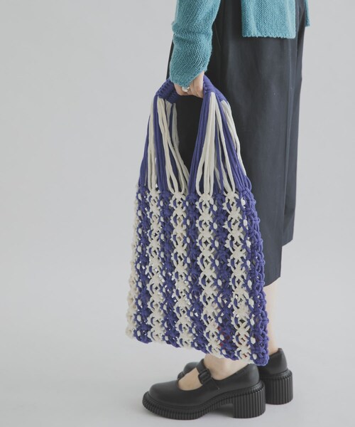 THE GOODLAND MARKET（ザグッドランドマーケット）の「PROJECT 1000　MACRAME NET（ハンドバッグ・レディース・ylw×kha/blu×ivory/pk×grn/red × sax・One）」の9枚目の写真