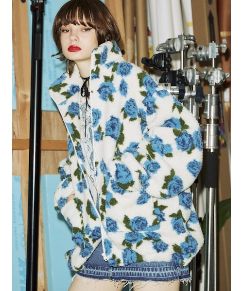 jouetie（ジュエティ）の「パターンボアジャケット（その他アウター・レディース・アイボリー/ブラック/レッド/ブルー/ネイビー/パープル/ベージュ・M）」の2枚目の写真