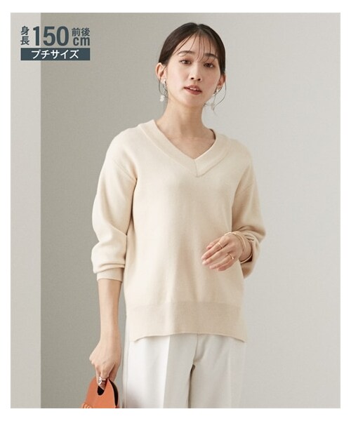 nissen（ニッセン）の「小さいサイズ　スウェットライクVネックニット　低身長さん・小柄女性（ニット/セーター・レディース・ミルクベージュ/杢グレー/バーガンディー/ブラック/杢モカ/オートミール杢・PSS/PS）」の17枚目の写真
