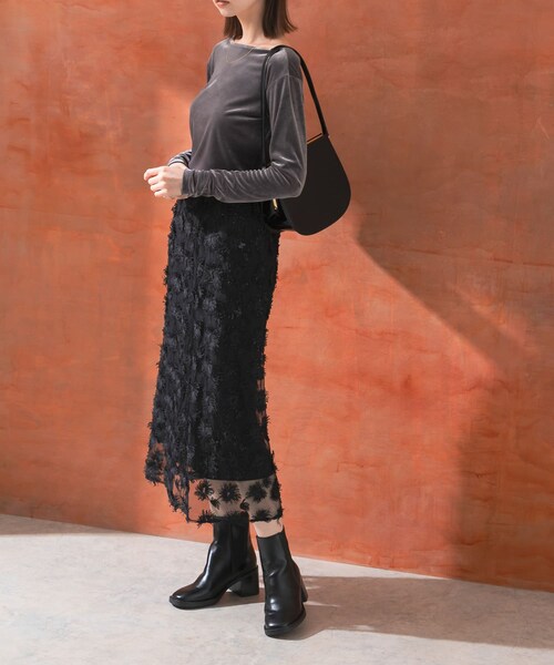 URBAN RESEARCH ROSSO（アーバンリサーチロッソ）の「チュールフラワーレイヤードスカート（スカート・レディース・black/l.beige・FREE）」の3枚目の写真