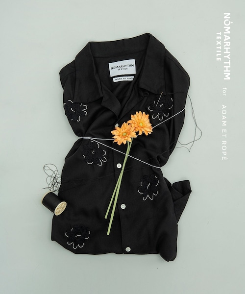 ADAM ET ROPE'(アダムエロペ)の「【NOMARHYTHM TEXTILE for ADAM ET ROPE'】EX Flower Embroidery SS Shirt(シャツ/ブラウス・メンズ・ブラック/キナリ・3/4)」の12枚目の写真
