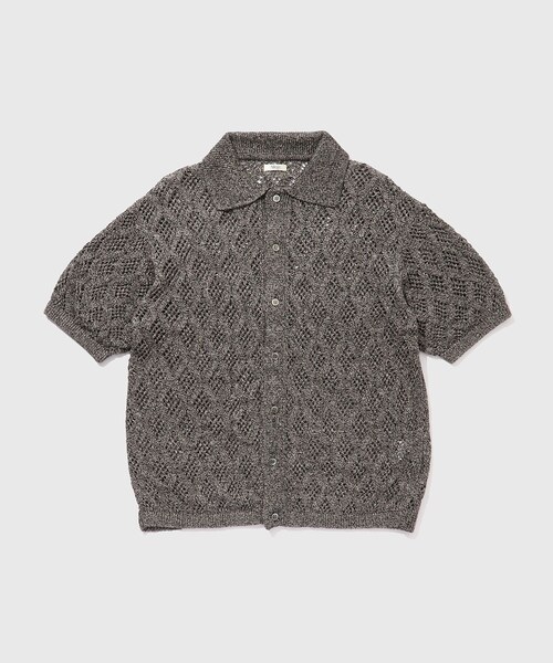 ADAM ET ROPE'（アダムエロペ）の「【Allege/アレッジ】Lace Hole Knit S/S Shirts（ニット/セーター・メンズ・チャコール/キナリ・3/4）」の8枚目の写真