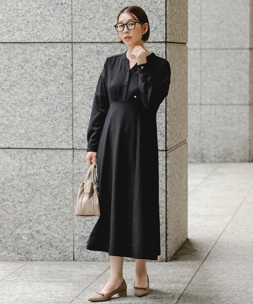 URBAN RESEARCH ROSSO（アーバンリサーチロッソ）の「『UR TECH SMOOTHLUXE』F by ROSSO　キーネックワンピース（ワンピース・レディース・BEIGE/C/GRAY/BLACK・36/38）」の7枚目の写真