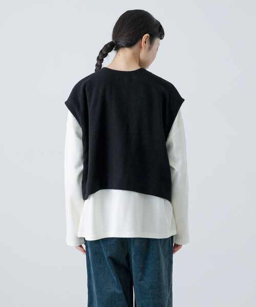 かぐれ（カグレ）の「ナッピングウール2WAYベスト（ベスト・レディース・BLACK/CHARCOAL・FREE）」の4枚目の写真