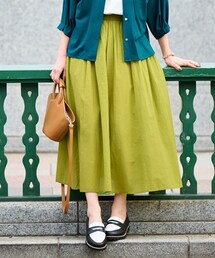 nissen | 大きいサイズインド綿100%ロングスカート（ゆったりヒップ）(スカート)