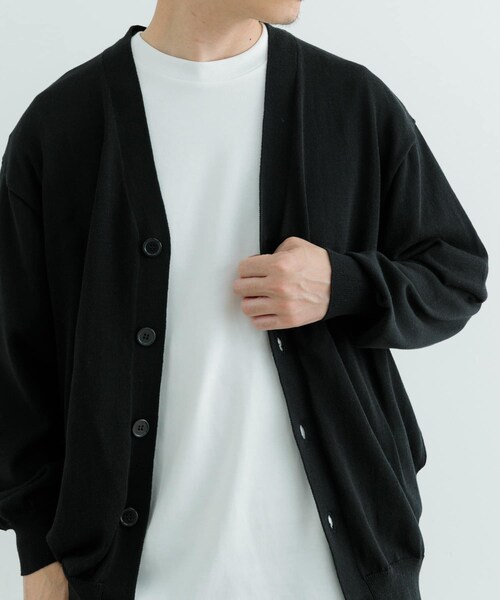 ITEMS URBANRESEARCH（アイテムズ アーバンリサーチ）の「ハイゲージ天竺ニット カーディガン（カーディガン/ボレロ・メンズ・MNT/BLK・M/L）」の13枚目の写真