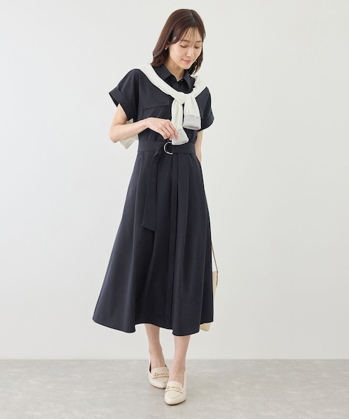 ROPE' PICNIC(ロペピクニック)の「アウトポケットシャツコンシャスワンピース/リンクコーデ(ワンピース・レディース・ダークブラウン系/ネイビー/ネイビー系・M/S)」の4枚目の写真