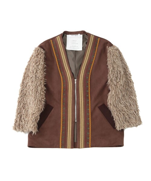 ADAM ET ROPE'(アダムエロペ)の「【KYOU/キョウ】DEVO Homage Embroidered Blouson(カーディガン/ボレロ・メンズ・ダークブラウン・1/2)」の1枚目の写真