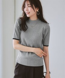7days Life Styling | 【毛玉になりにくい】洗えるワイドリブ5分袖ハイネックニット（もちもち綿混）（セットアップ対応）(ニット/セーター)