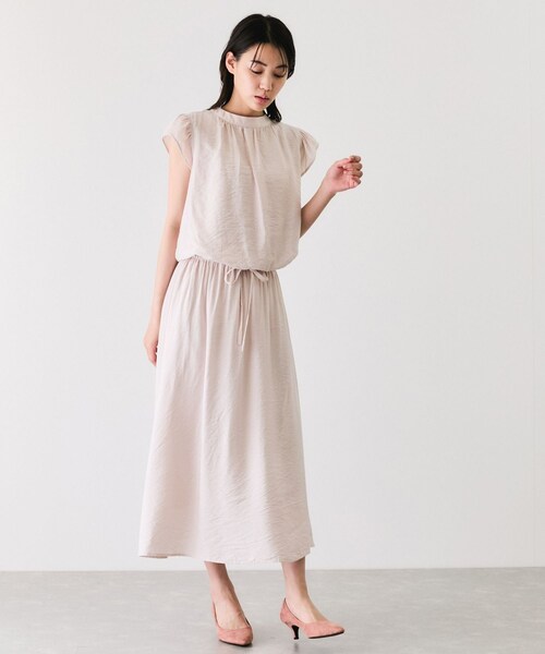 Jayro（ジャイロ）の「レーヨンナイロンオーガン袖フリルワンピース（ワンピース・レディース・ブラック/オフホワイト/ブルー/ピンク・M）」の10枚目の写真